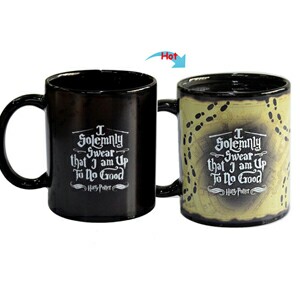 C8095B-090HP Heat Sensitive Mug Ceramic Mug 11oz Magic Mug Black Harry Potter Map Design Coffee Mug of Novelty