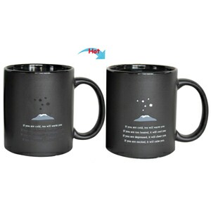 C8095B-TEA Hot Changing Ceramic Mug 11oz Heated Black Coffee Mug of Novelty TEA SAYING Design Mug Gift Idea