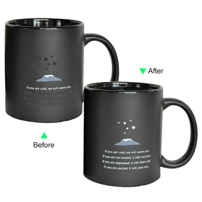C8095B-TEA Hot Changing Ceramic Mug 11oz Heated Black Coffee Mug of Novelty TEA SAYING Design Mug Gift Idea