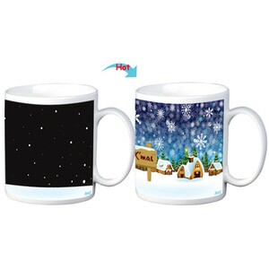C8095W-XMAS C Color Change Heat Sensitive Funny Mug 11oz Ceramic White Coffee Mug Novelty Merry Christmas Design Mug