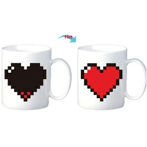 CC8095W-072HT Hot Changing Ceramic Mug 11oz Heated White Coffee Mug of Novelty Red Heart Design Mug Gift Idea