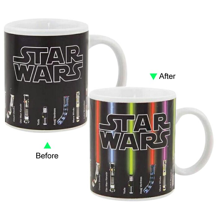 C8095W-071SW Color Change Heat Sensitive Funny Mug 11oz Ceramic White Coffee Mug Novelty STAR WARS Design Mug