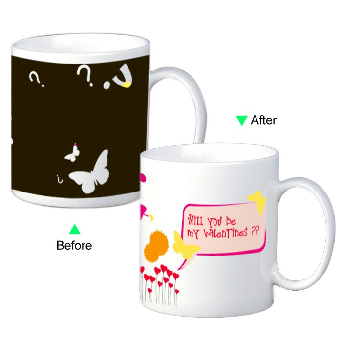 C8095W-VALENTINE Hot Changing Ceramic Mug 11oz Heated White Coffee Mug of Novelty Confession of Love Design Mug Valentines Day Gift Idea