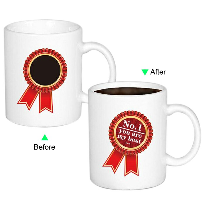 C8095W-MEDAL Color Change Heat Sensitive Funny Mug 11oz Ceramic White Coffee Mug Novelty MEDAL Design Mug