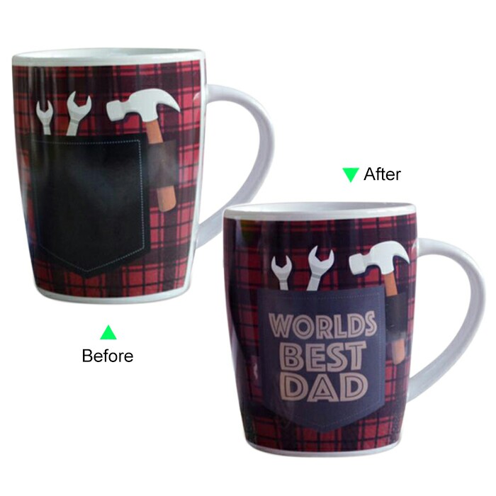 C88110W-DAD B Color Change Heat Sensitive Funny Mug 12oz Ceramic Coffee Mug Novelty WORLDS BEST DAD Design Father’s Day Gift