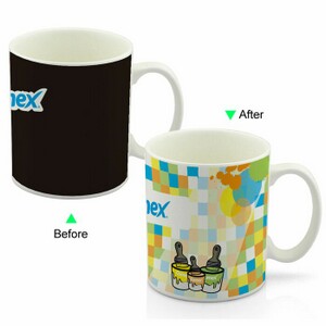 CC8095W-011CB Color Change Heat Sensitive Funny Mug 11oz Ceramic White Coffee Mug Novelty Paint and Brush Design Mug