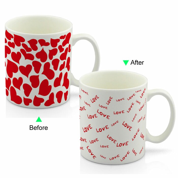 CC8095W-022LV Color Change Heat Sensitive Funny Mug 11oz Ceramic White Coffee Mug Novelty Lovers Design Mug