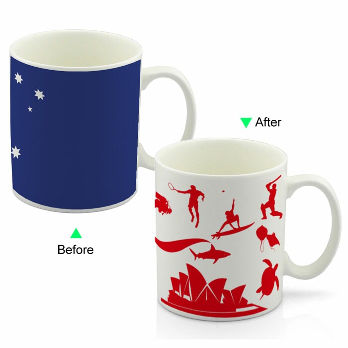 CC8095W-041SP Color Change Heat Sensitive Funny Mug 11oz Ceramic White Coffee Mug Novelty Sports Design Mug