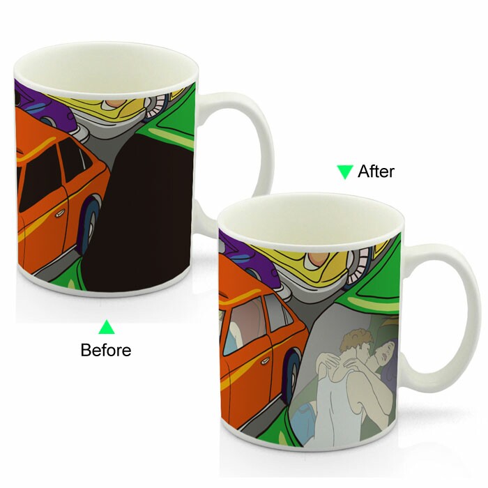 CC8095W-057CF Color Change Heat Sensitive Funny Mug 11oz Ceramic White Coffee Mug Novelty Funny Design Mug