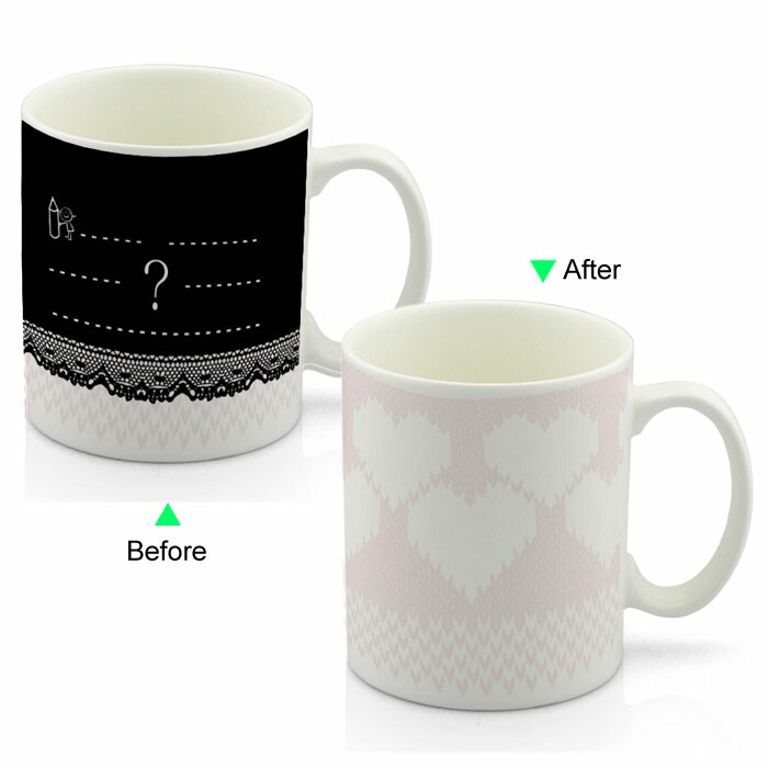 CC8095W-W048B Color Change Heat Sensitive Funny Mug 11oz Ceramic White Coffee Mug Novelty Bear Design Mug