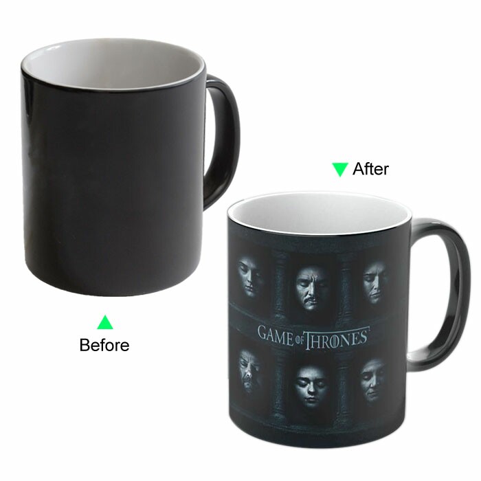 FC8095W-047GT Color Change Heat Sensitive Funny Mug 11oz Ceramic White Coffee Mug Novelty Game of Thrones Design Mug
