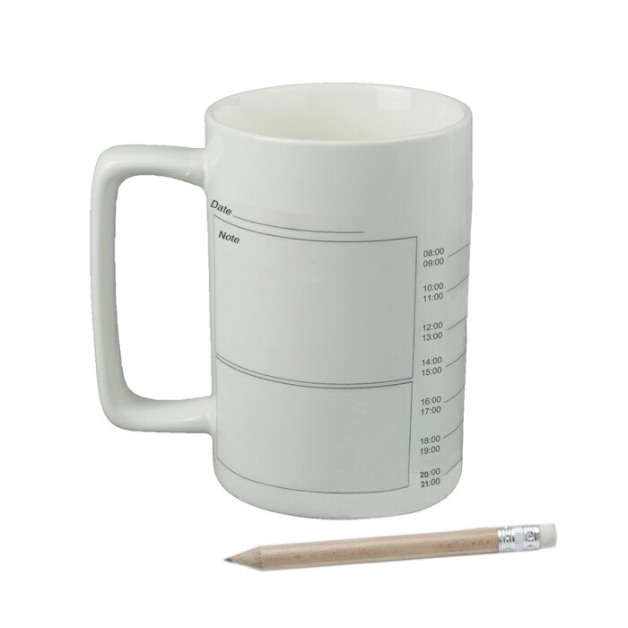 W82116W-066NP Pencil Writable and Erasable Ceramic Mug Pen Holder Noted Mug