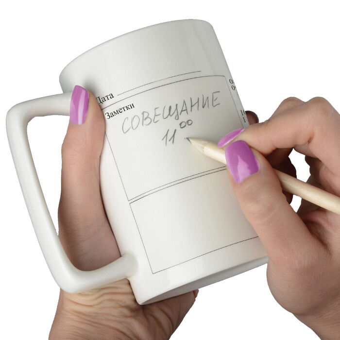 W82116W-RU066NP Pencil Writable and Erasable Ceramic Mug Pen Holder Noted Mug