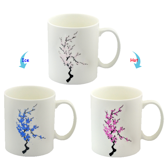 C8095W-C136IHD Plum Blossom Cold Changing Ice Change Hot Changing Mug Double Change Ceramic Nice Gift Winter