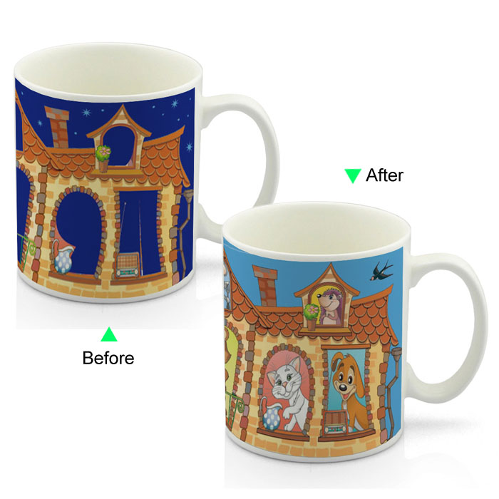 CC8095W-003AN Color Change Heat Sensitive Funny Mug 11oz Ceramic White Coffee Mug Novelty Animals Design Mug