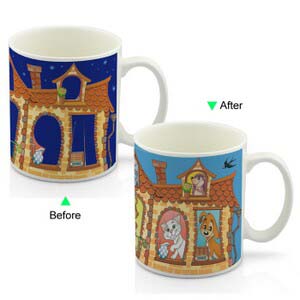 CC8095W-003AN Color Change Heat Sensitive Funny Mug 11oz Ceramic White Coffee Mug Novelty Animals Design Mug