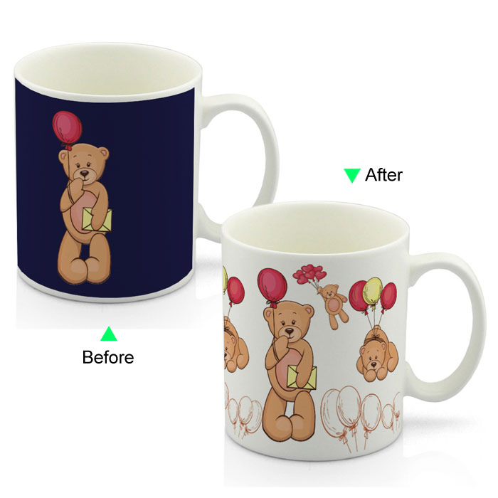 CC8095W-006BB Color Change Heat Sensitive Funny Mug 11oz Ceramic White Coffee Mug Novelty Bear Design Mug