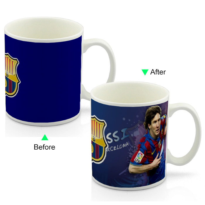 CC8095W-MESSI Color Change Advertising Heat Sensitive Funny Promotional Mug 11oz Ceramic White Coffee Mug Customized LOGO Giveaway Football Player Messi