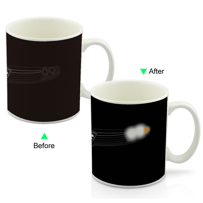 PC8095W-CL Color Change Advertising Heat Sensitive Funny Promotional Mug 11oz Ceramic White Coffee Mug Customized LOGO Giveaway